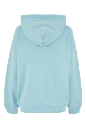 VERSACE Oversized Light Blue Cotton Sweatshirt for Women