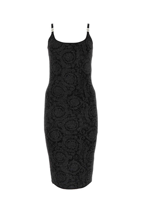 VERSACE Black Stretch Viscose Blend Mini Dress