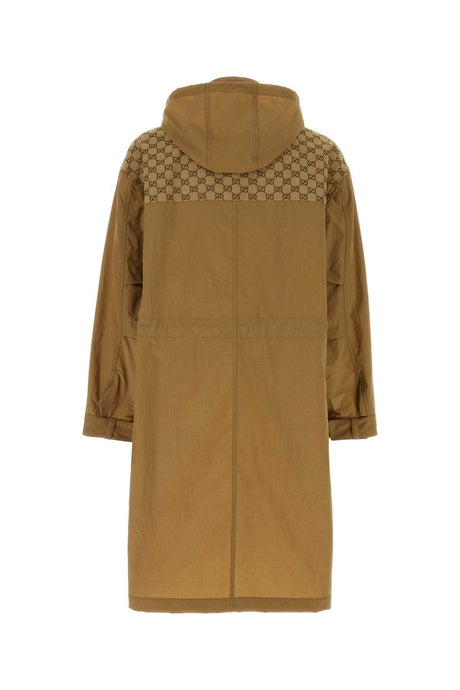 GUCCI Nylon Camel Trench Coat for Men