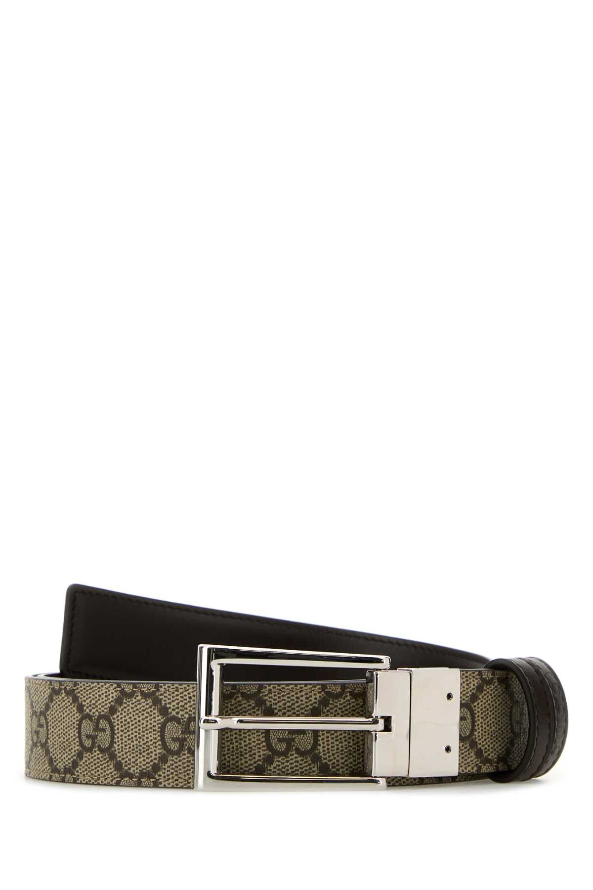 GUCCI Brown Leather Reversible Belt - 3 cm Height