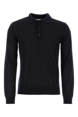 VALENTINO GARAVANI Midnight Cashmere Blend Polo Shirt for Men