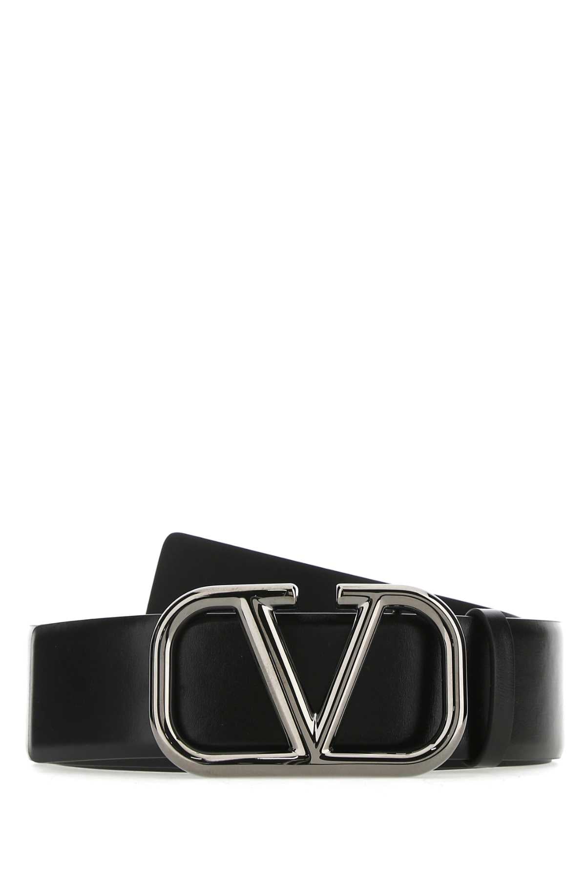 VALENTINO GARAVANI Classic Black Leather Belt - 4 cm Height