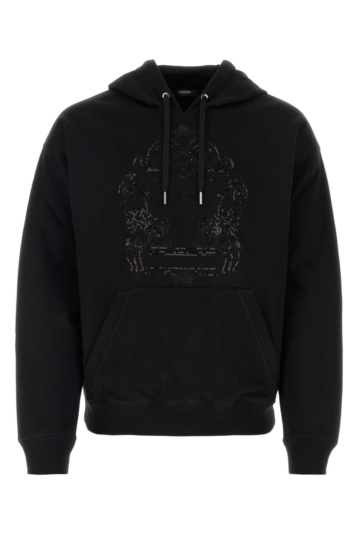 VERSACE Classic Black Cotton Sweatshirt for Men