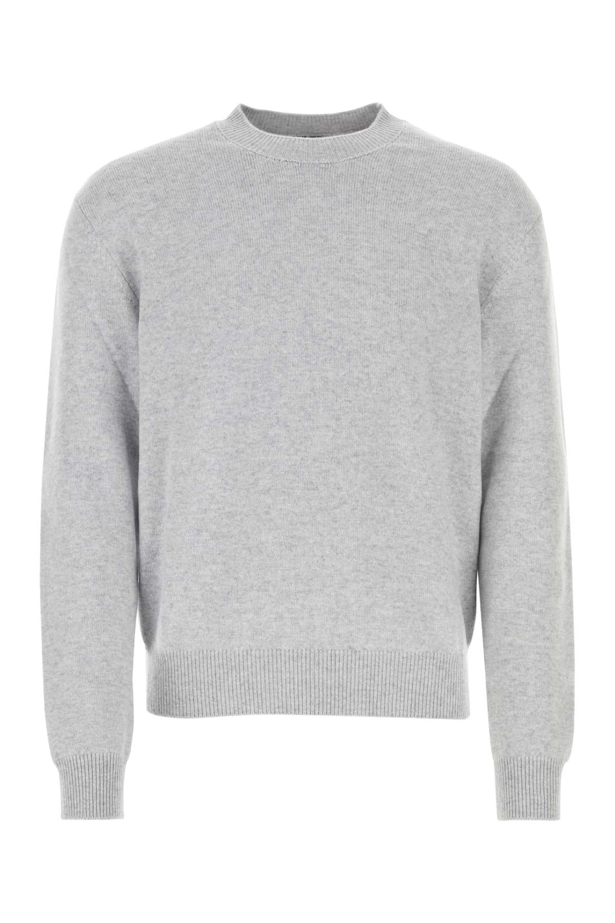 BOTTEGA VENETA Stylish Melange Grey Stretch Cashmere Blend Sweater for Men