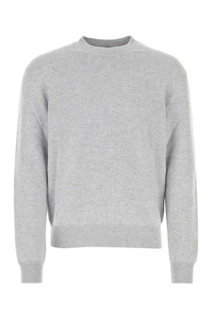 BOTTEGA VENETA Stylish Melange Grey Stretch Cashmere Blend Sweater for Men