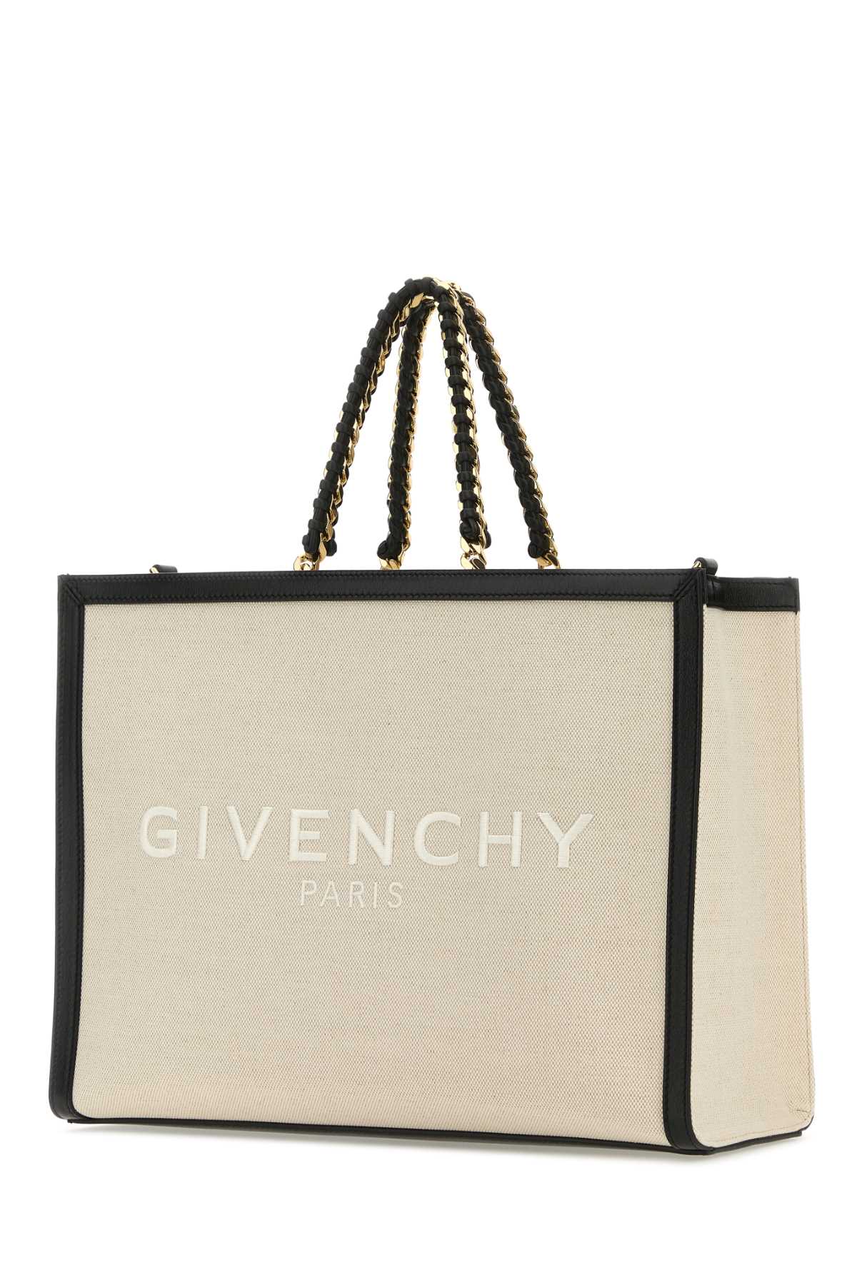 GIVENCHY Two-Tone Canvas and Leather Medium G-Tote Handbag - Spacious Elegance