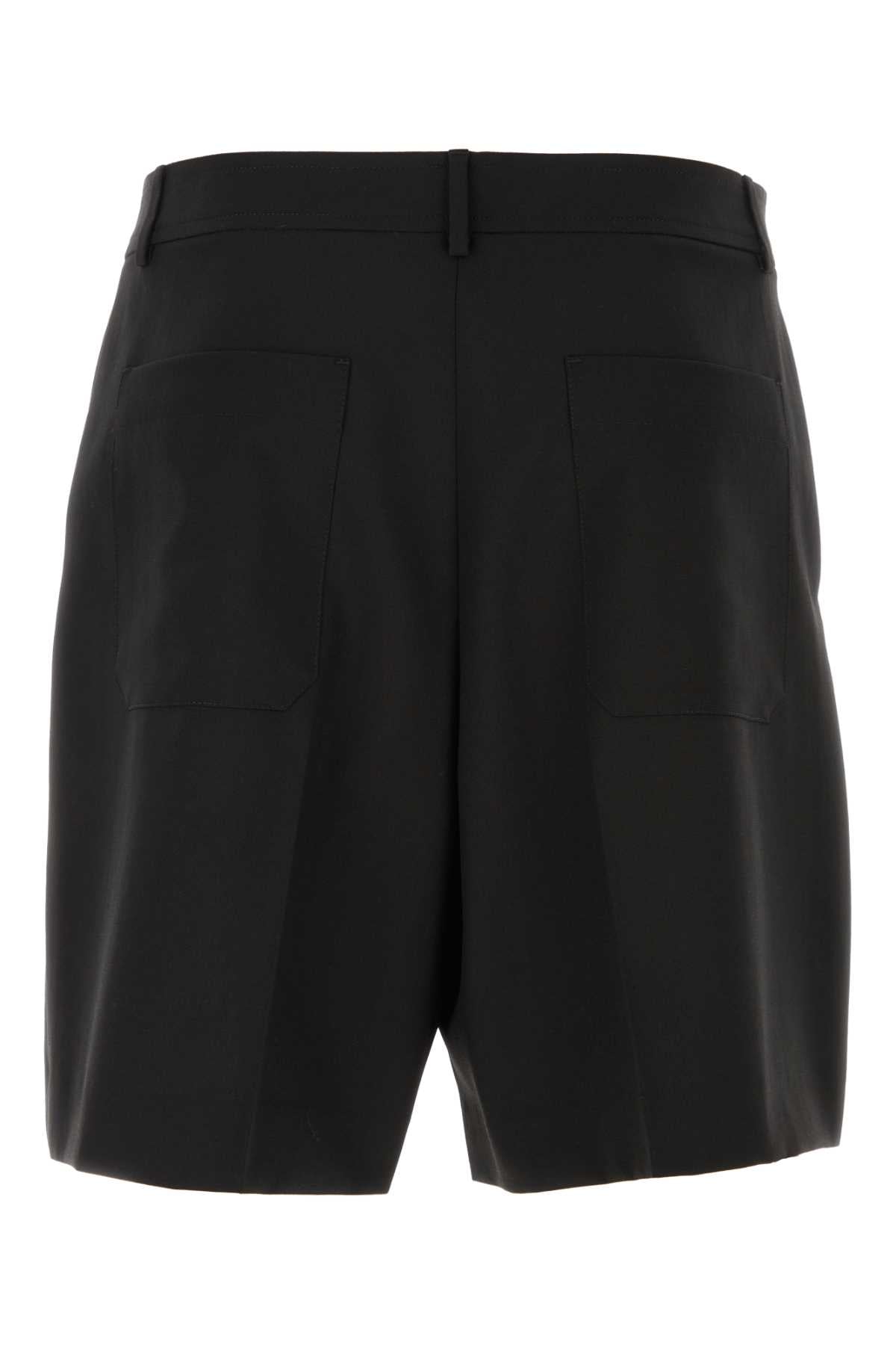 VALENTINO GARAVANI Modern Black Wool Bermuda Shorts for Men