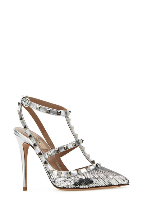 VALENTINO GARAVANI Embellished Leather Rockstud Pumps - 10 cm Heel Height