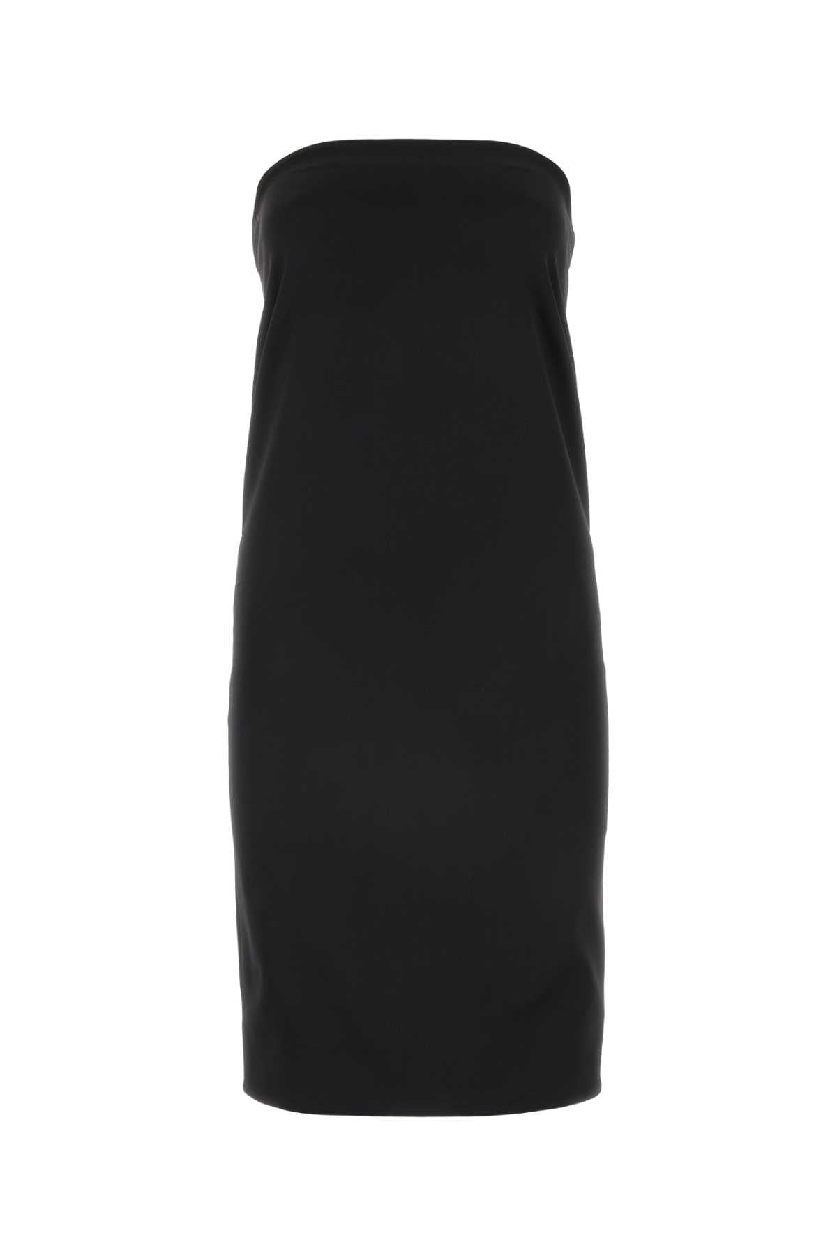 SAINT LAURENT Black Stretch Silk Mini Dress