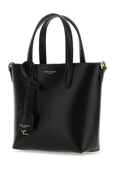 SAINT LAURENT Mini Black Leather Shopping Handbag