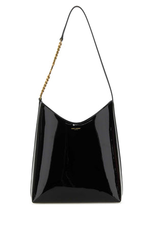 SAINT LAURENT Mini Black Leather Rendez-Vous Shoulder Handbag