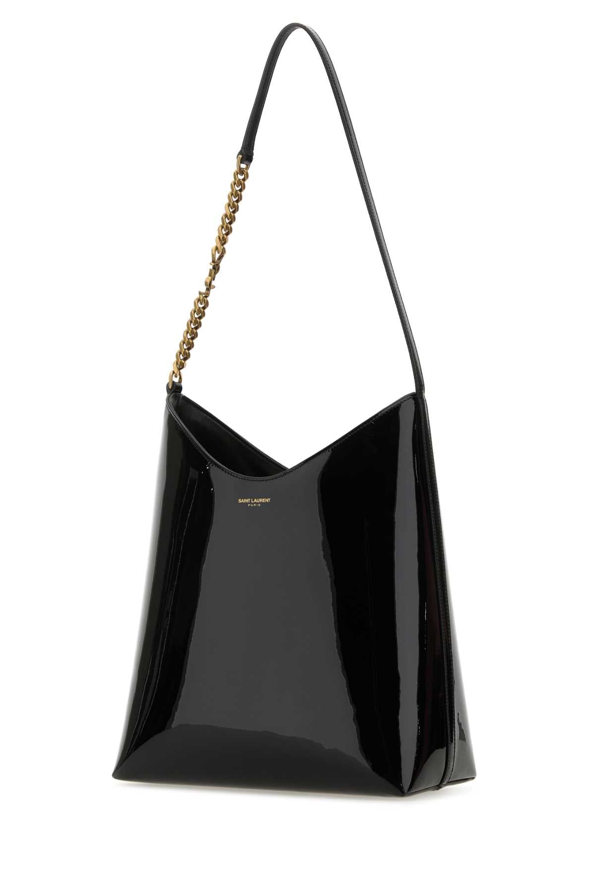 SAINT LAURENT Mini Black Leather Rendez-Vous Shoulder Handbag