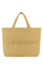 SAINT LAURENT Beige Raffia Shopping Handbag - Spacious Design