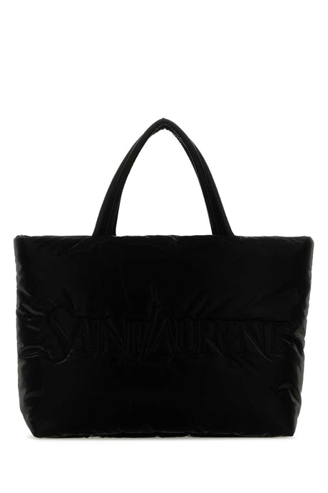 SAINT LAURENT Black Nylon Shopping Handbag - 41 cm x 34 cm x 17 cm