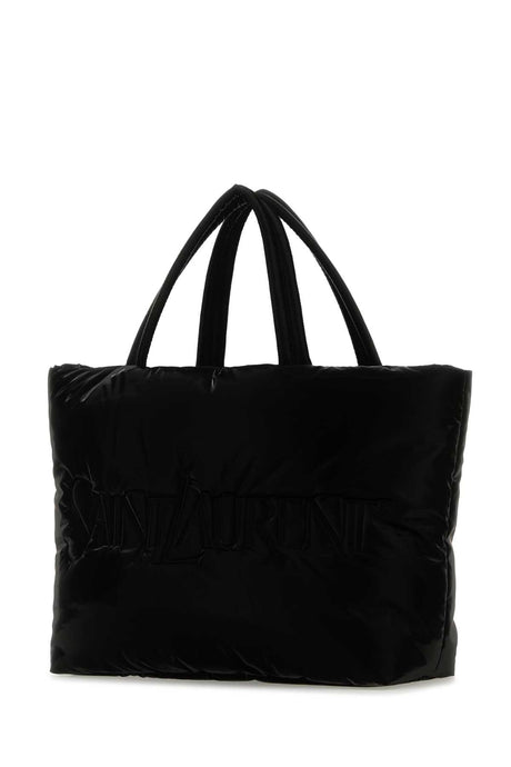 SAINT LAURENT Black Nylon Shopping Handbag - 41 cm x 34 cm x 17 cm