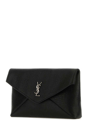 SAINT LAURENT Large Leather Pouch Handbag