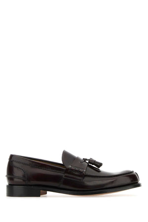 CHURCH'S Burgundy Leather Tiverton Loafers