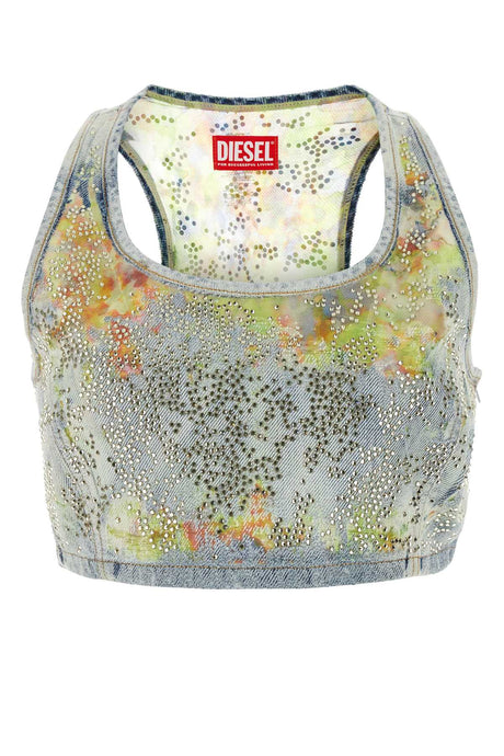 DIESEL Embellished Denim Crop Top