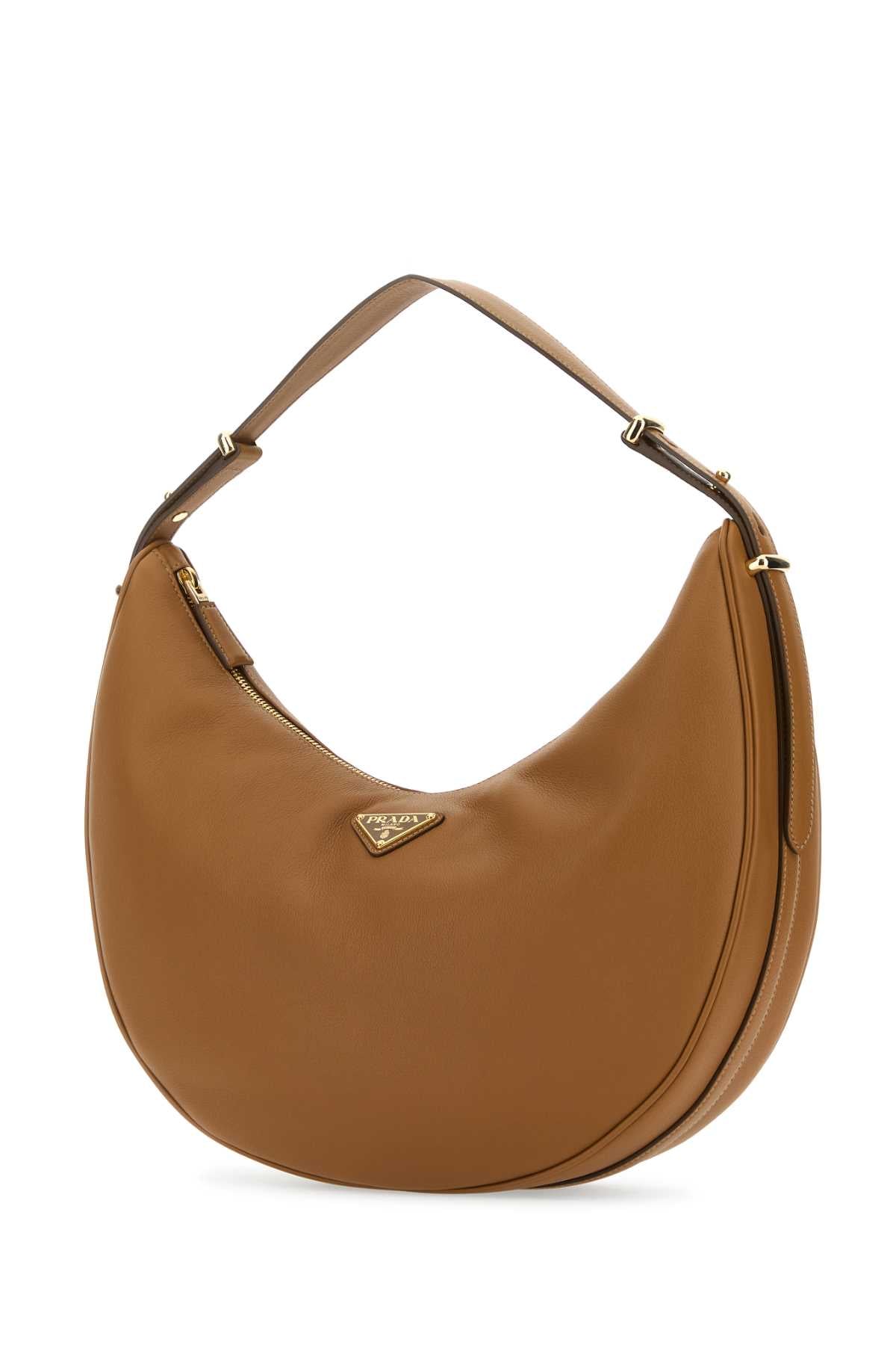 PRADA Caramel Leather Big Handbag 33x21x8 cm