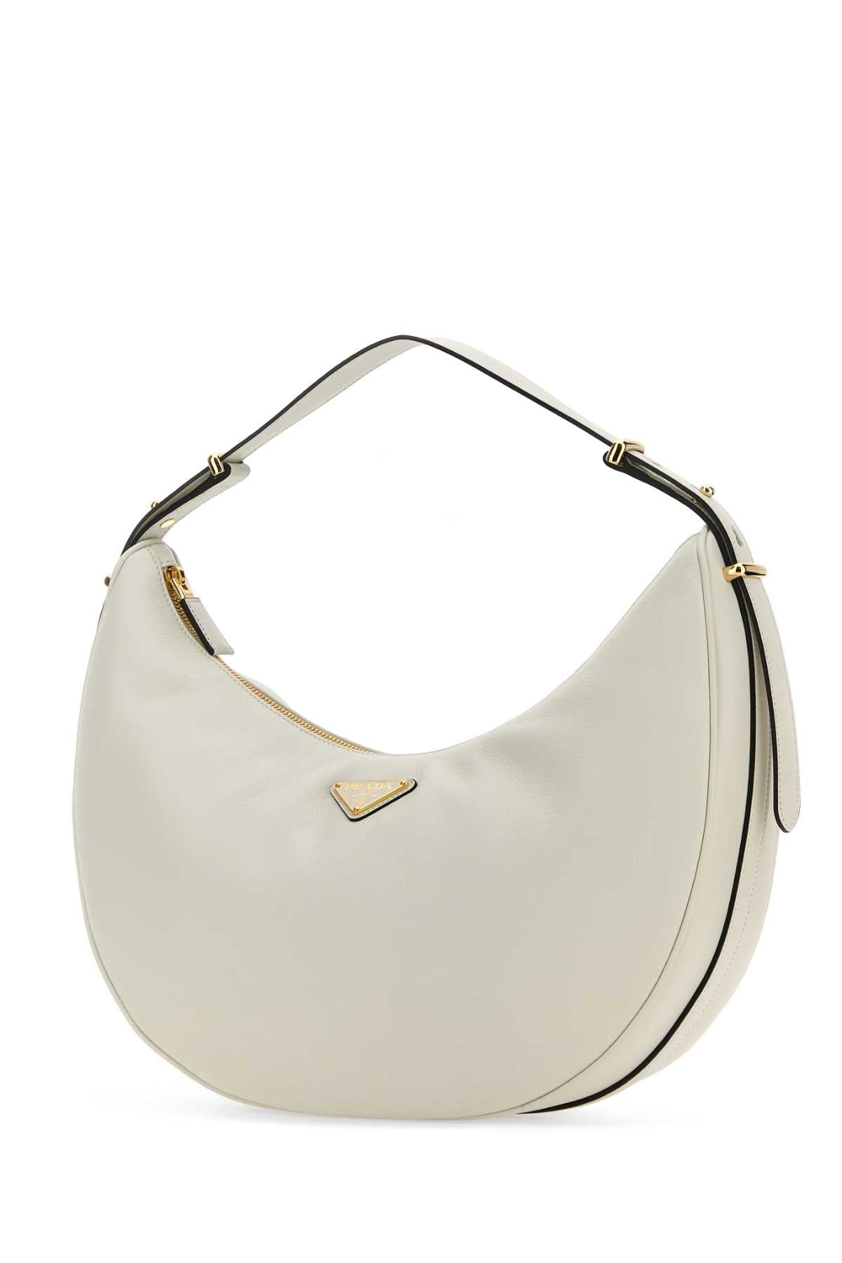 PRADA Elegant White Leather Big Handbag - 33 cm Width