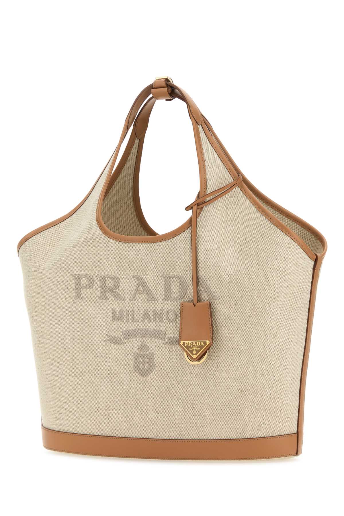 PRADA Elegant Sand Canvas Handbag - 44x30x13 cm