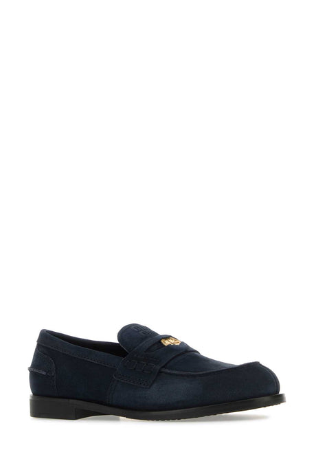 MIU MIU Chic Suede Loafers for Women - Elegant Blue Design