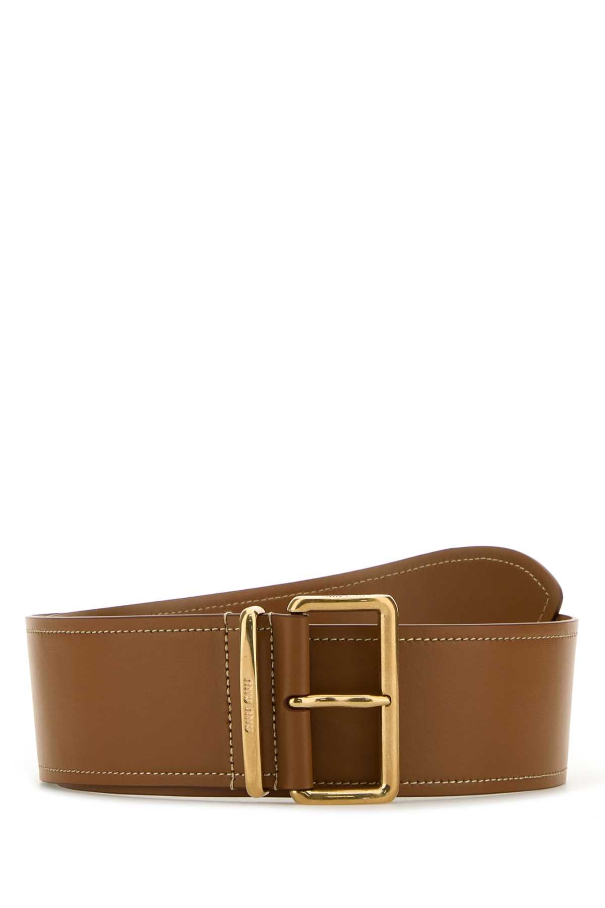 MIU MIU Chic Caramel Leather Belt - 6 cm Height