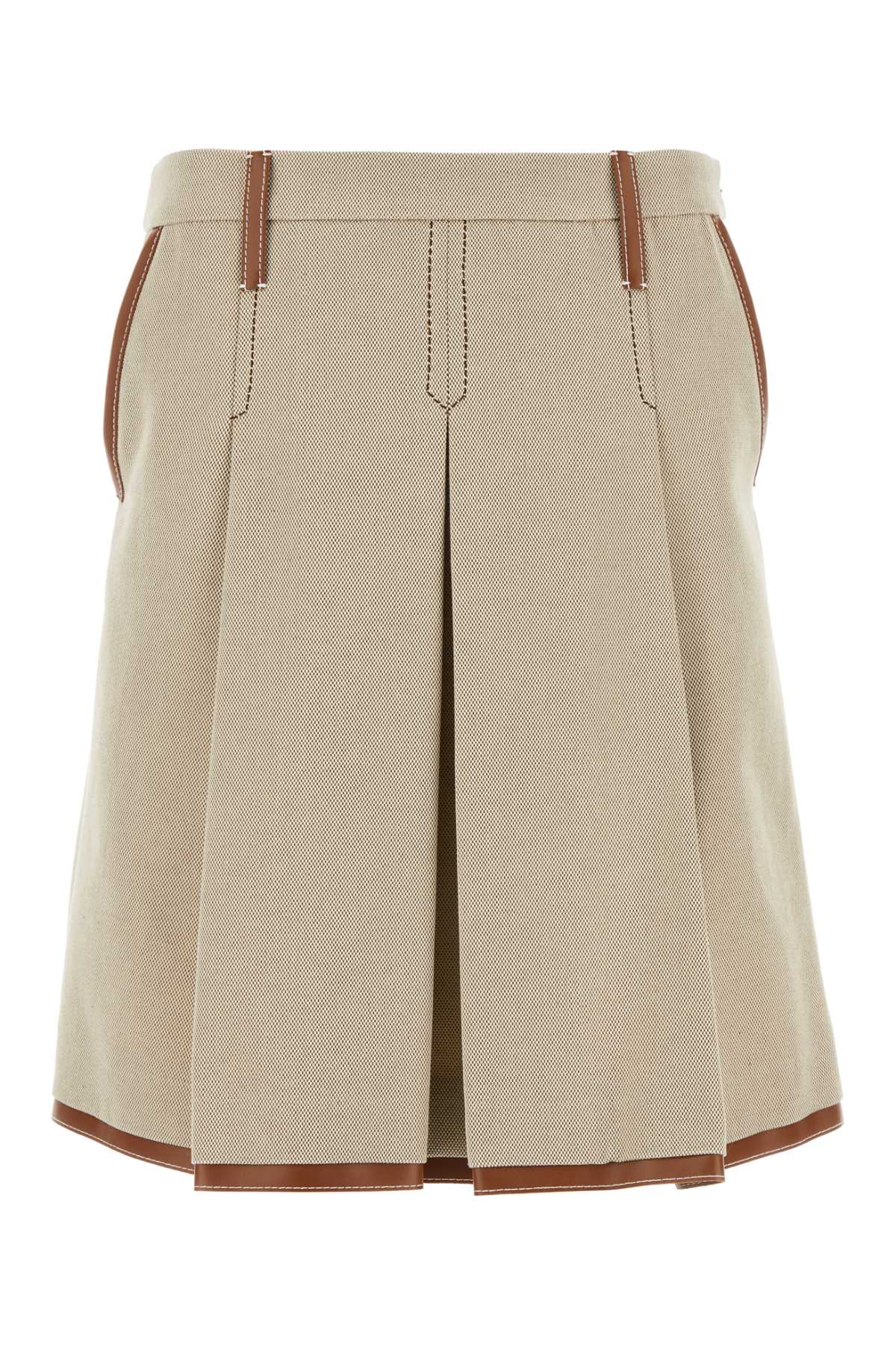 MIU MIU Two-Tone Canvas Mini Skirt