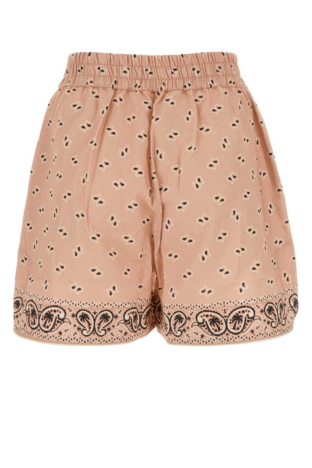 PALM ANGELS Printed Linen Blend Mini Shorts for Women