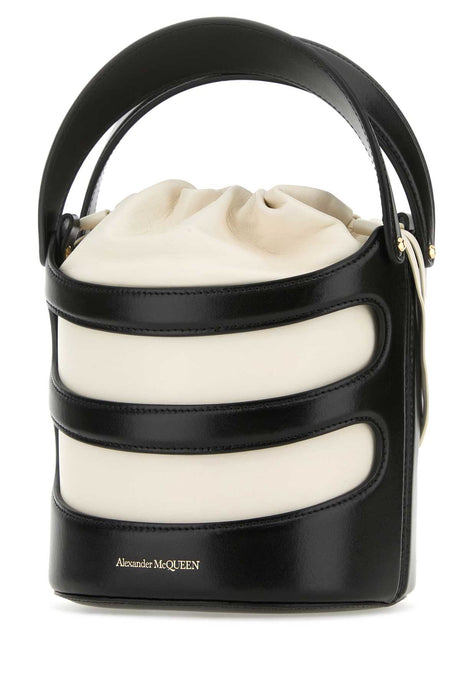 ALEXANDER MCQUEEN Mini Two-Tone Leather Bucket Handbag