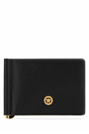 VERSACE Black Leather Medusa Biggie Wallet - 12cm x 9cm