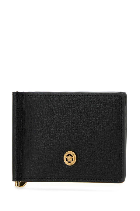 VERSACE Black Leather Medusa Biggie Wallet - 12cm x 9cm