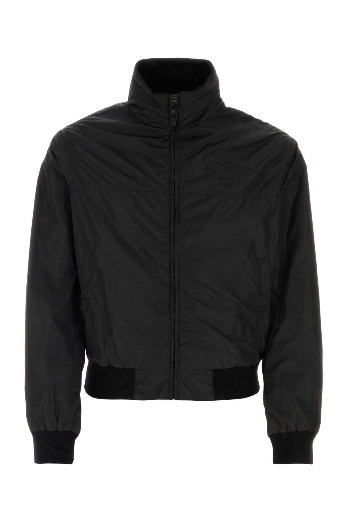 VERSACE Classic Black Nylon Jacket for Men - Versatile Outerwear