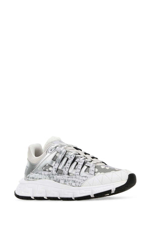 VERSACE Two-Tone Fabric and Leather Trigreca Sneaker