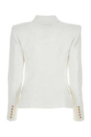 BALMAIN White Jacquard Blazer for Women