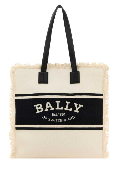 BALLY Sand Canvas Shopping Handbag - 36 cm Wide