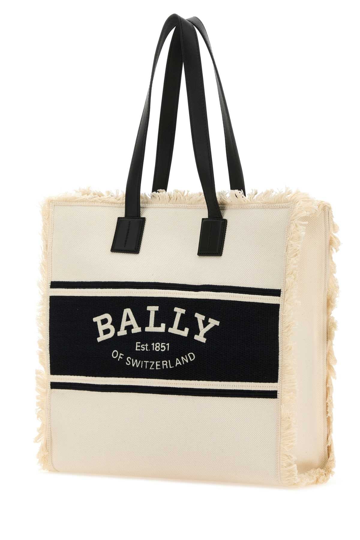 BALLY Sand Canvas Shopping Handbag - 36 cm Wide