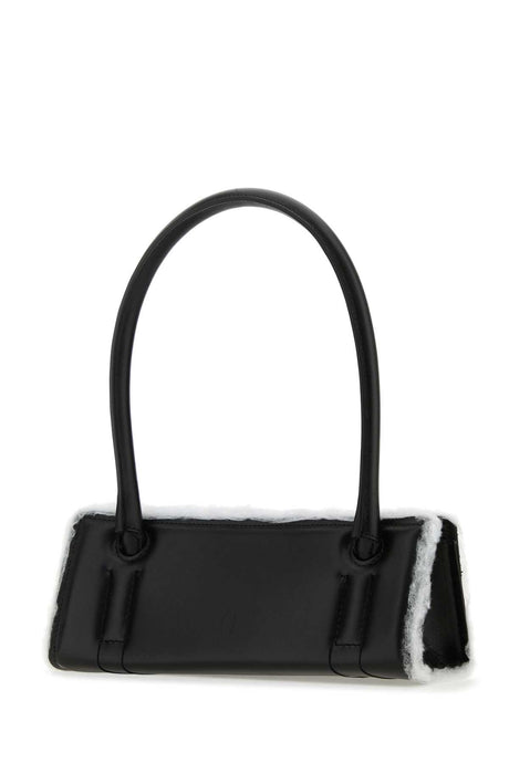 DENTRO Chic Black Leather Radar Shoulder Handbag - 29 cm