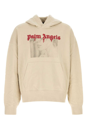 PALM ANGELS Oversized Sand Cotton Sweatshirt for Men