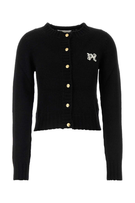 PALM ANGELS Chic Wool Blend Cardigan for Women - Black