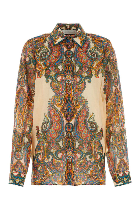 ZIMMERMANN Oversized Printed Ramie Ottie Shirt