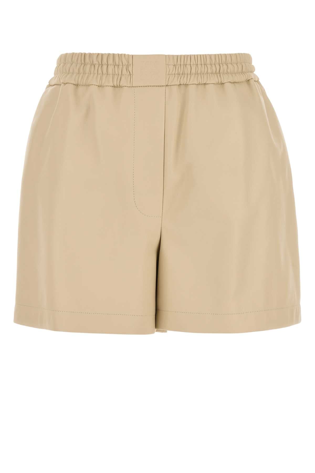 LOEWE Luxe Leather Shorts for Women - Vanilla