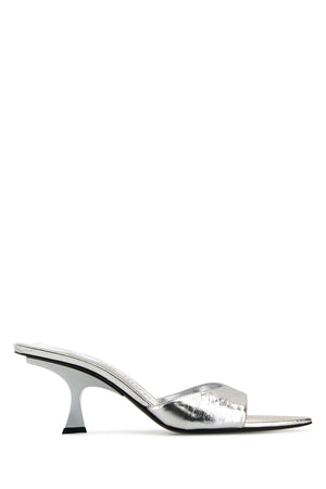 THE ATTICO Mini Silver Leather Flat Sandals - 6.5 cm Heel Height