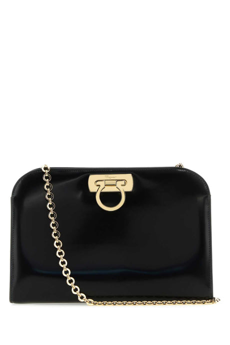 SALVATORE FERRAGAMO Elegant Black Leather Clutch 28 cm x 18 cm