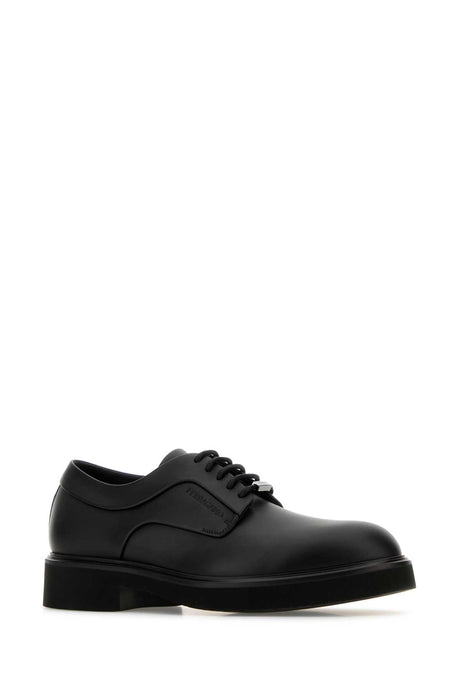 SALVATORE FERRAGAMO Cervantes Black Leather Lace-Up Shoes for Men