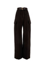 SAINT LAURENT Chic Dark Brown Gabardine Cargo Pants for Women