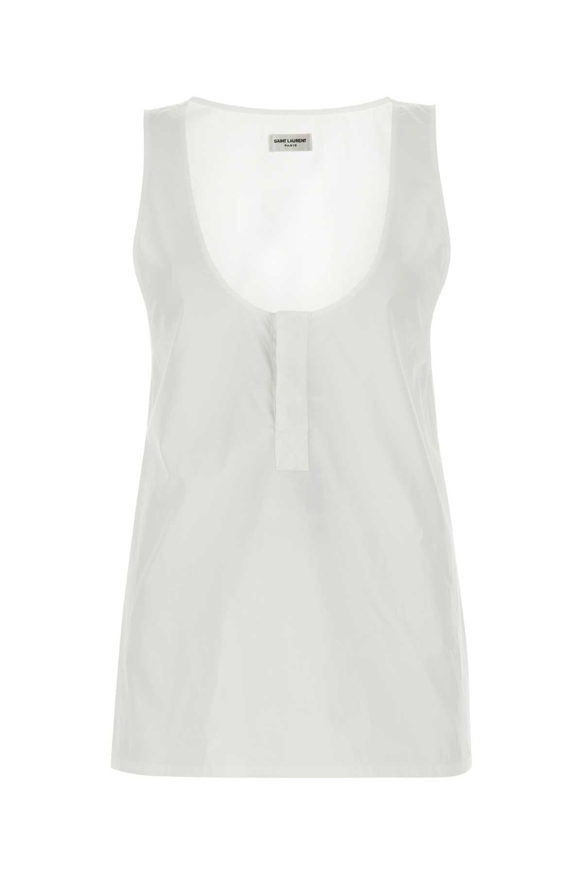 SAINT LAURENT Elegant White Poplin Top for Women