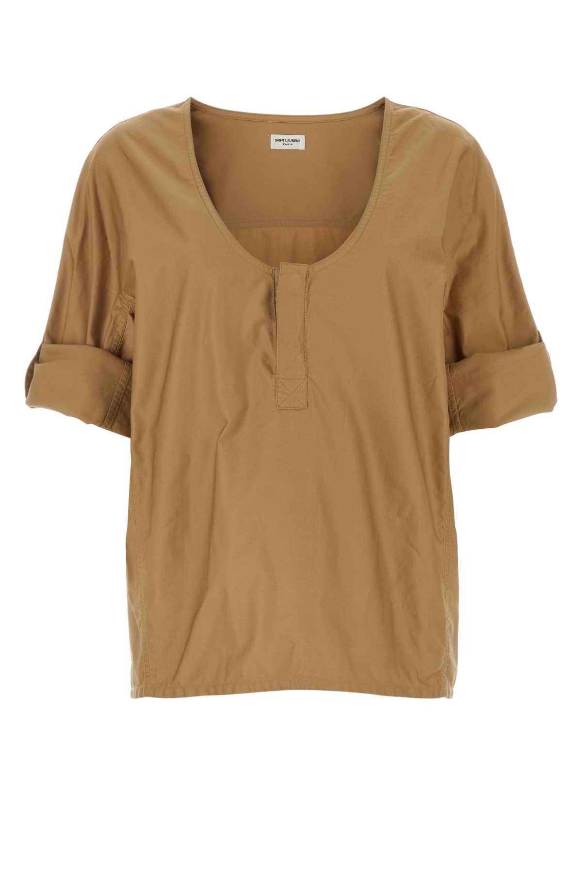 SAINT LAURENT Elegant Camel Twill Top for Women