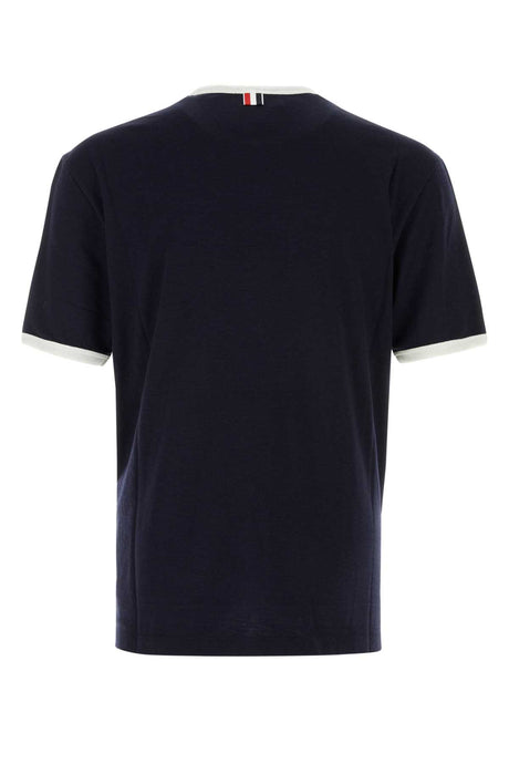 THOM BROWNE Men's Navy Stretch Wool T-Shirt - Size M