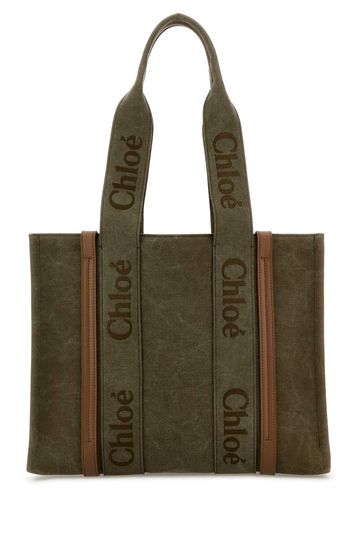 CHLOE Khaki Canvas Medium Shopping Handbag